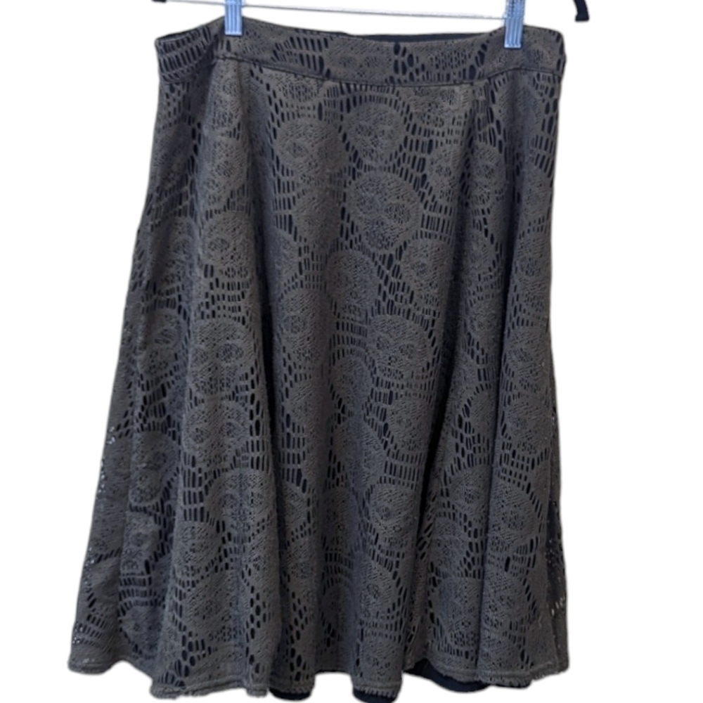 RockSteady Skull Lace A-Line Rockabilly Retro Swing Plus Size Skirt (1X)